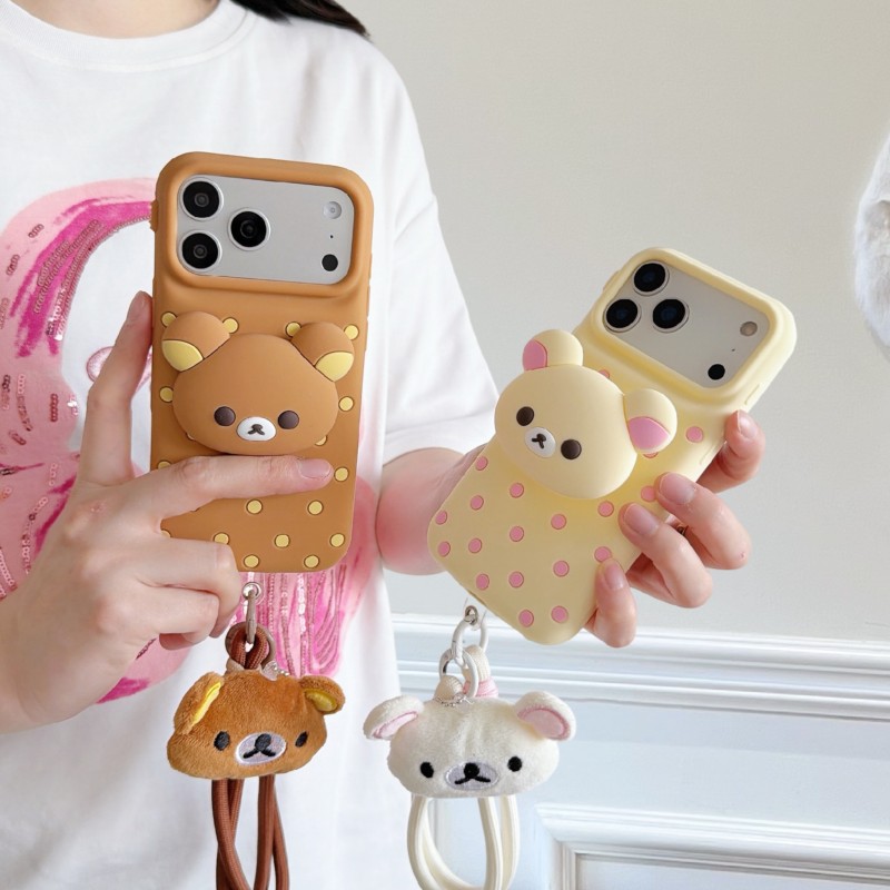 Cute Cartoon Wrist Strap Silicone Case - Coque de téléphone en silicone 3D