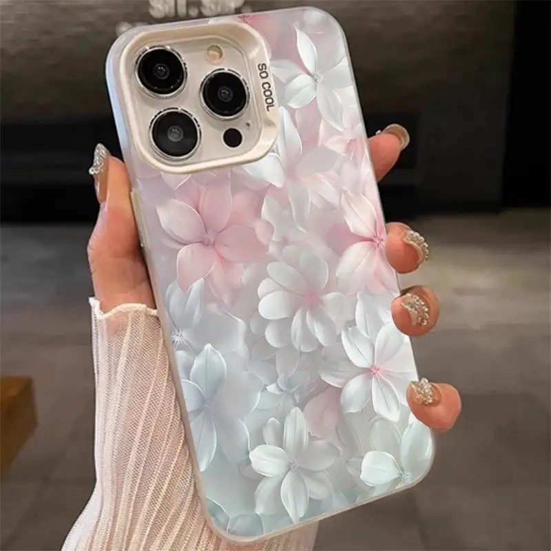 Screen Protectors - Coque Fleur Rose Antichoc avec Protection