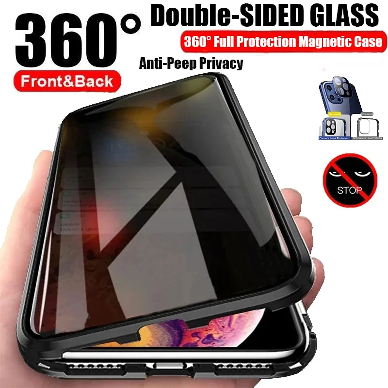 Anti Spy Privacy Glass Case - Coque de téléphone avec protection d'écran