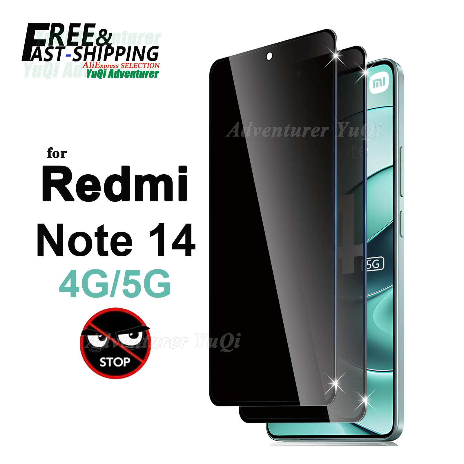 Anti Spy Privacy Glass Case - Protection d'écran anti-espion pour Redmi Note